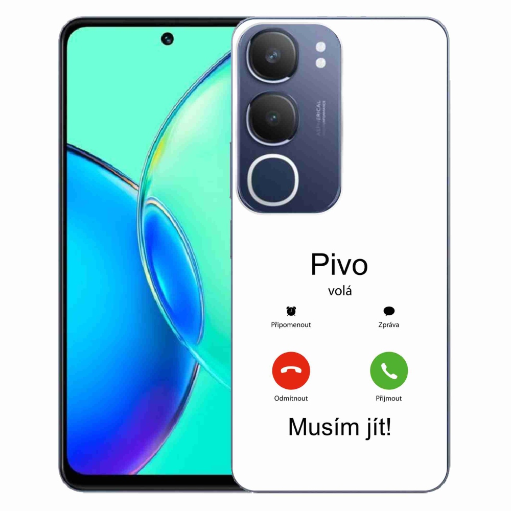Gélový kryt mmCase na Vivo Y19s - pivo volá biele pozadie