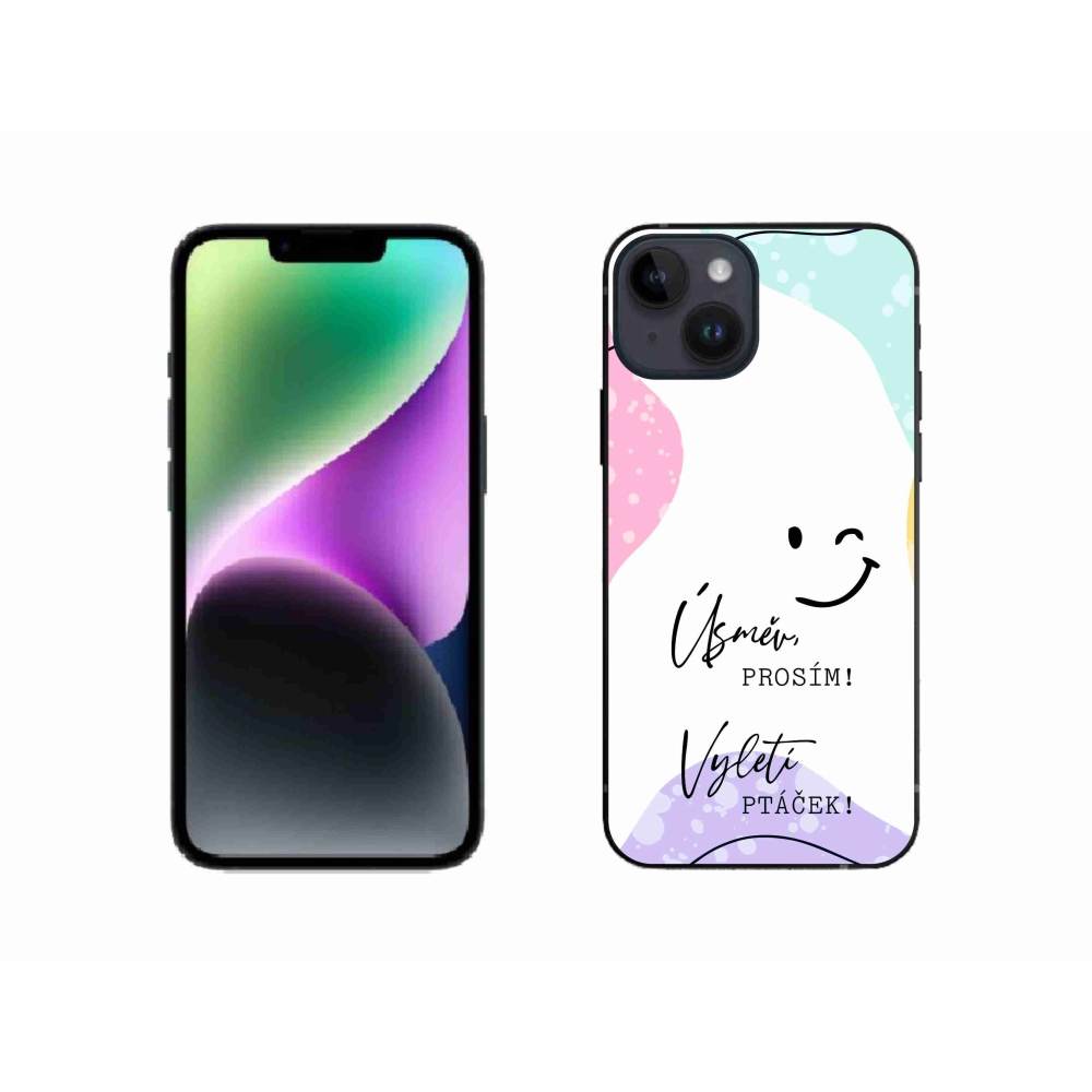 Gélový kryt mmCase na iPhone 14 - vtipný text 4 biele pozadie
