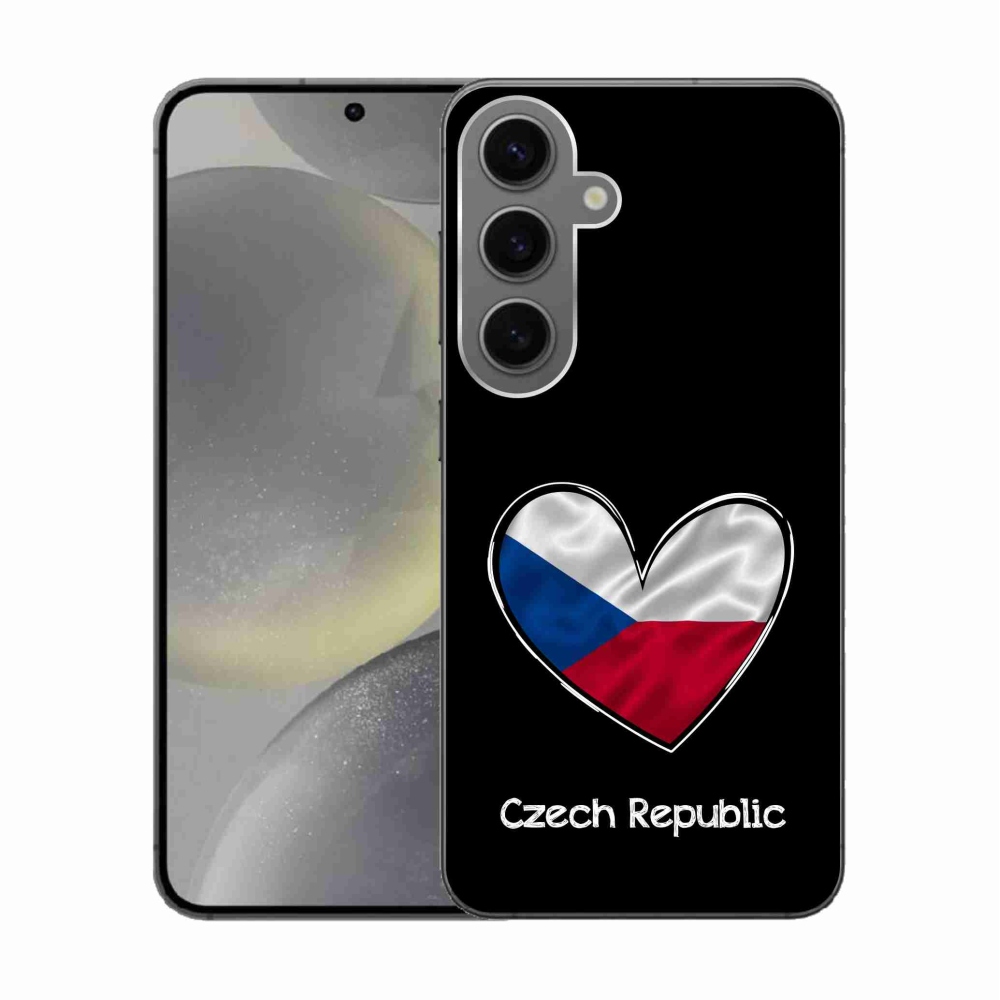 Gélový kryt mmCase na Samsung Galaxy S24 - vlajka srdca čierne pozadie