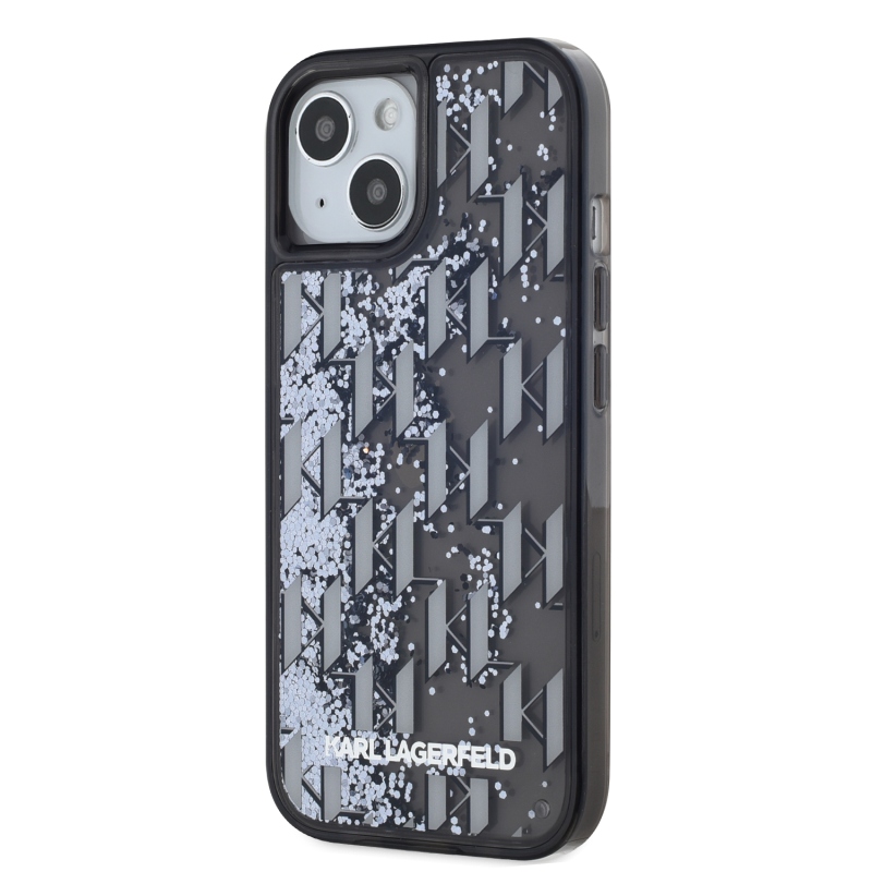 Karl Lagerfeld Liquid Glitter Monogram Gradient Zadný Kryt pre iPhone 15 Black