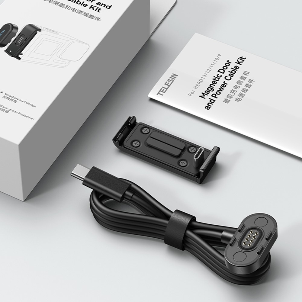 TELESIN magnetický nabíjací kábel s bočnou krytkou pre GoPro Hero 13/12/11/10/9