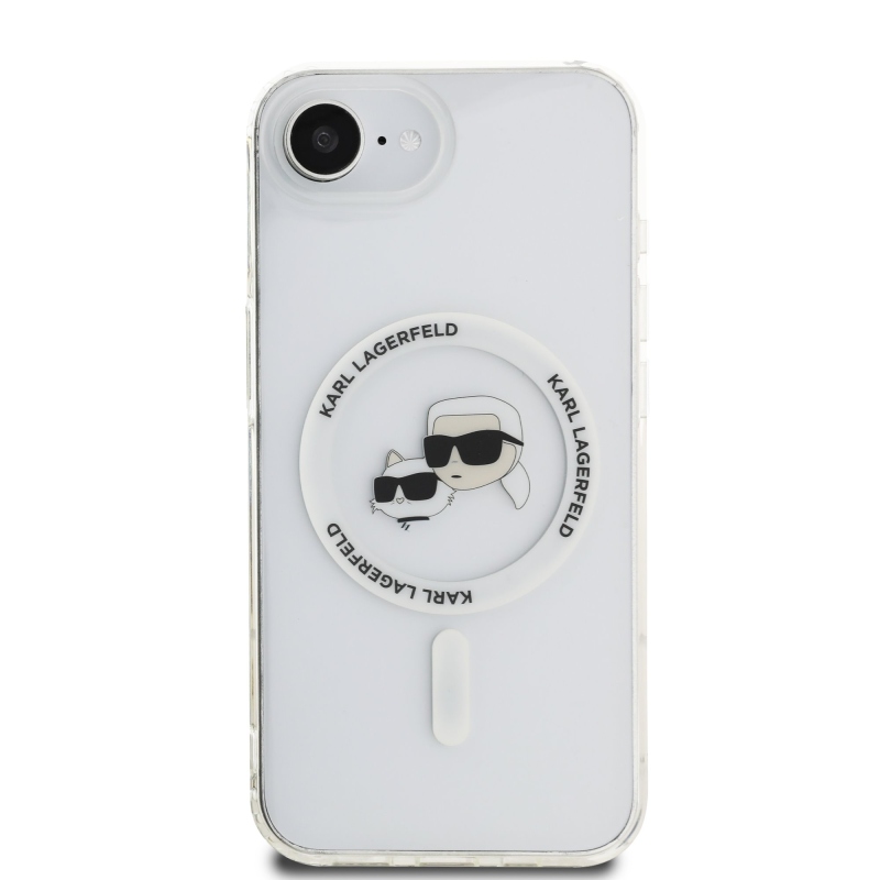 Karl Lagerfeld IML K&CH Heads Metal Frame MagSafe Zadný Kryt pre iPhone 16e Transparent