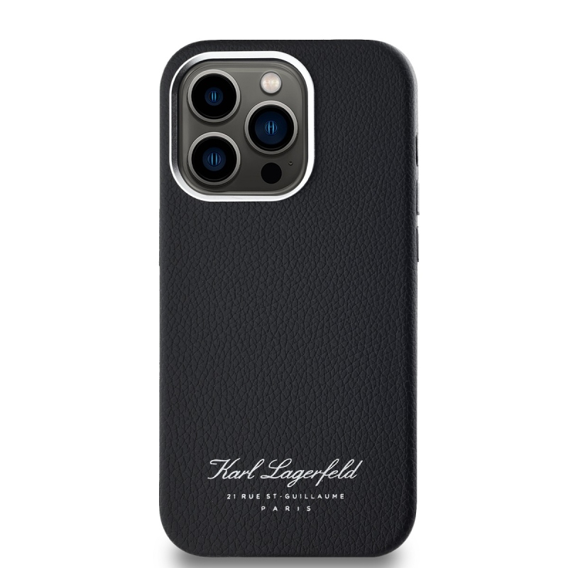 Karl Lagerfeld Grained PU Hotel RSG Zadný Kryt pre iPhone 14 Pro Max Black