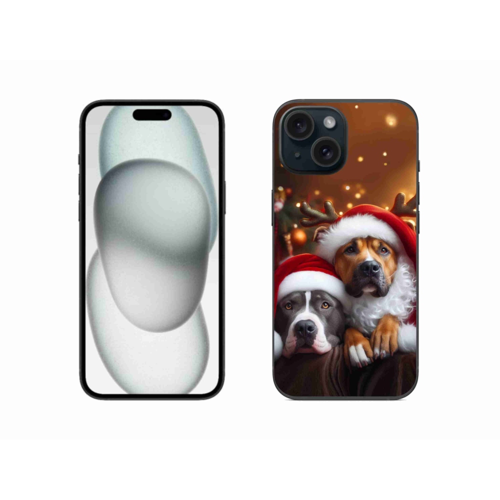 Gélový kryt mmCase na iPhone 15 - vianočné psy