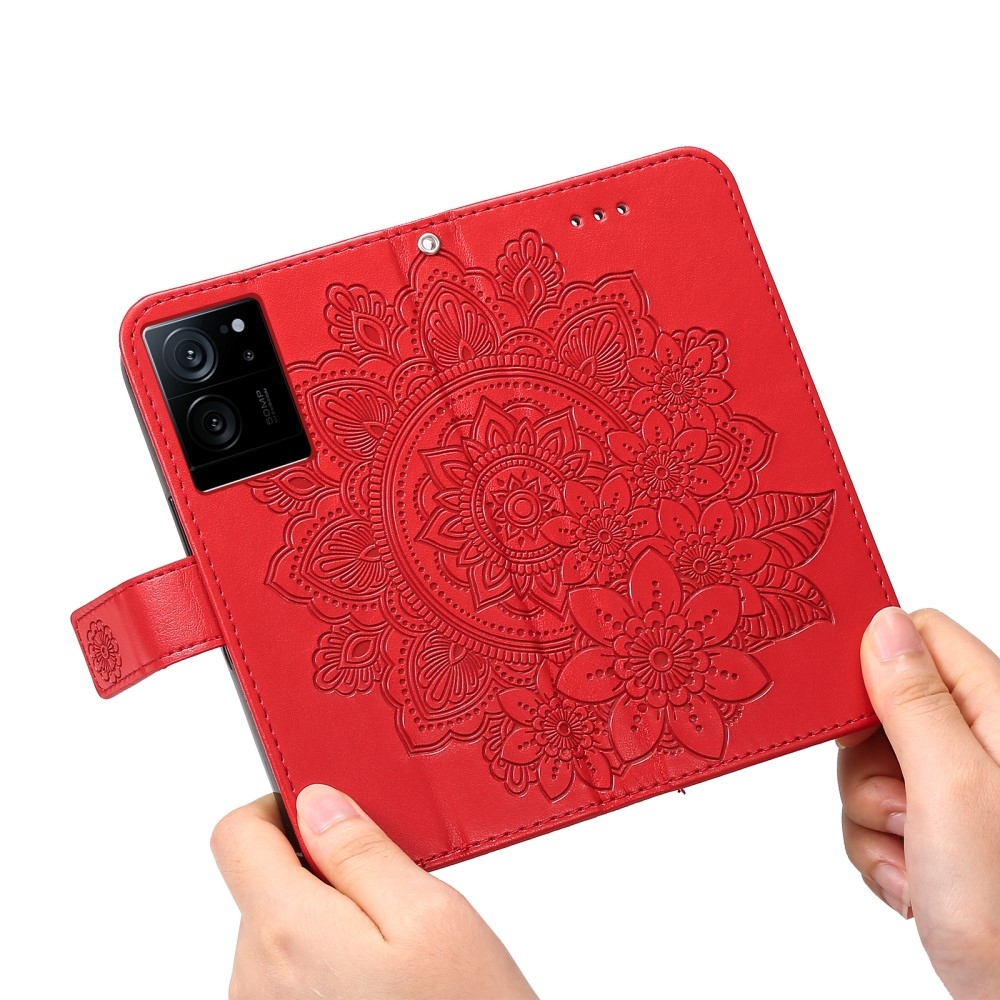 Mandala knižkové púzdro na Xiaomi 13T/13T Pro - červené