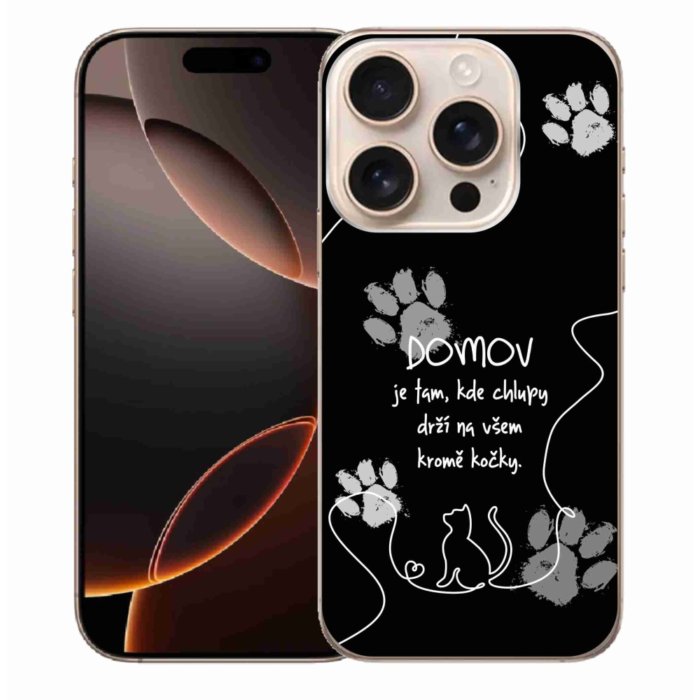 Gélový kryt mmCase na iPhone 16 Pro Max - mačacie motív čierne pozadie