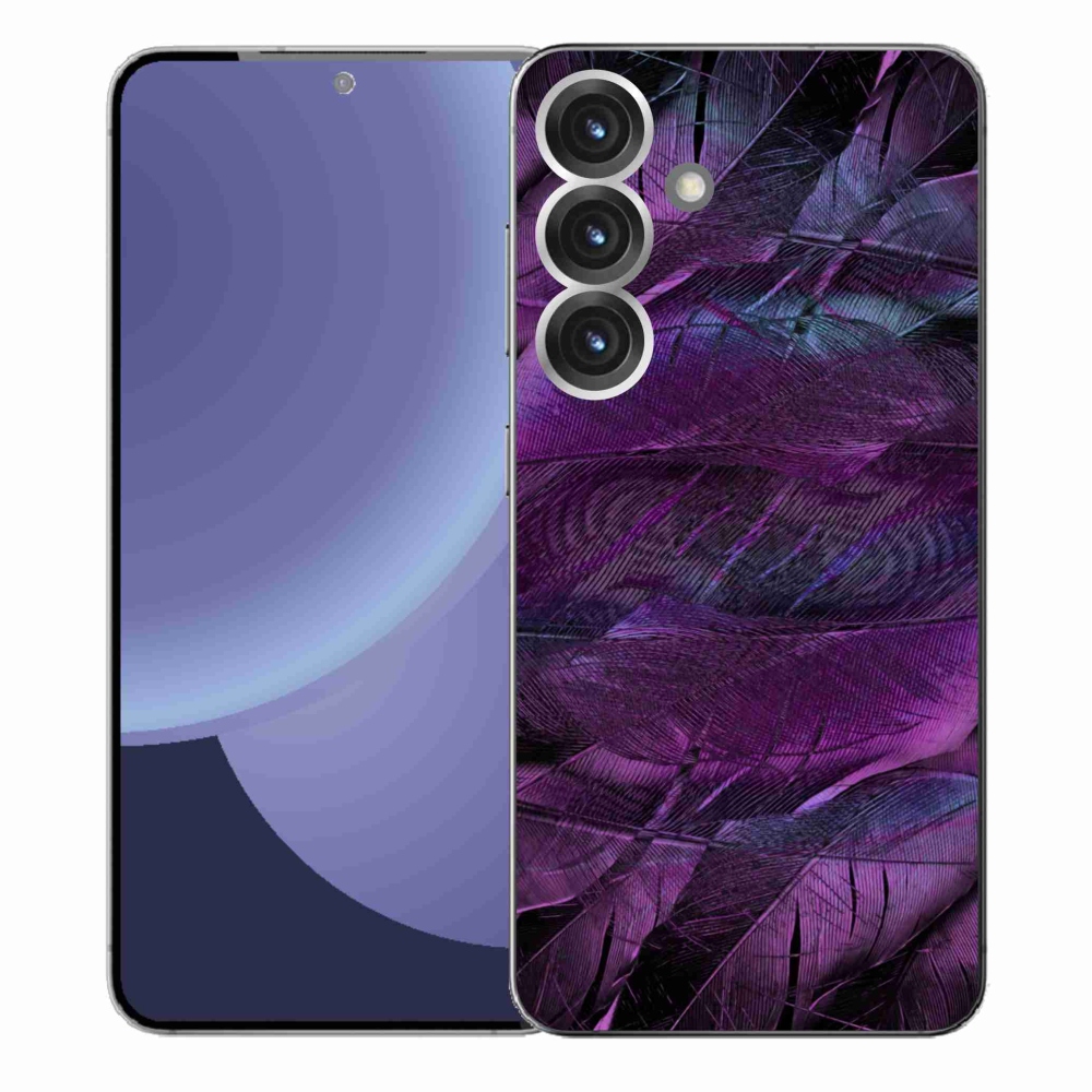 Gélový kryt mmCase na Samsung Galaxy S25+ - fialové pierka