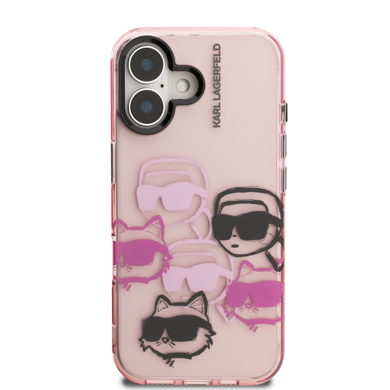 Karl Lagerfeld IML Multi K&CH Heads Zadný Kryt pre iPhone 16 Pink
