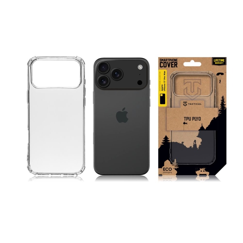 Taktický kryt TPU Plyo pre Apple iPhone 17 Pro Max Transparent