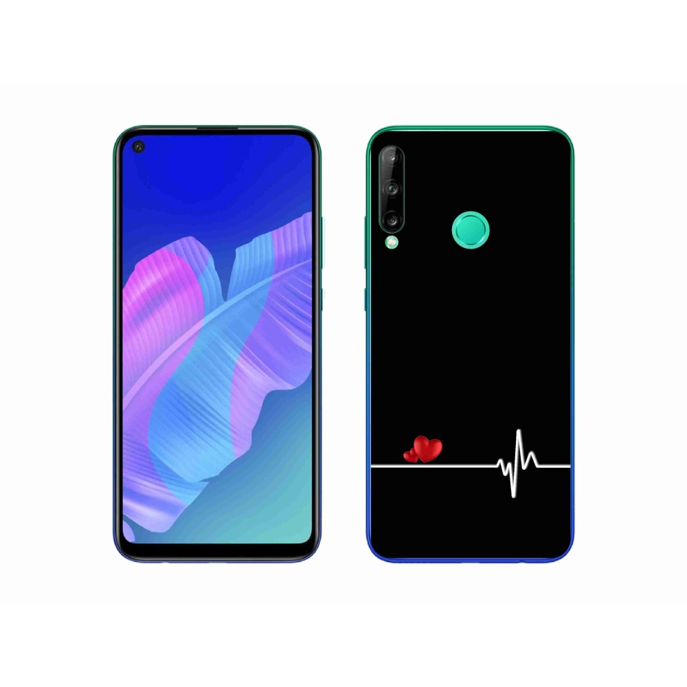 Gélový kryt mmCase na Huawei P40 Lite E - srdce a tep čierne pozadie