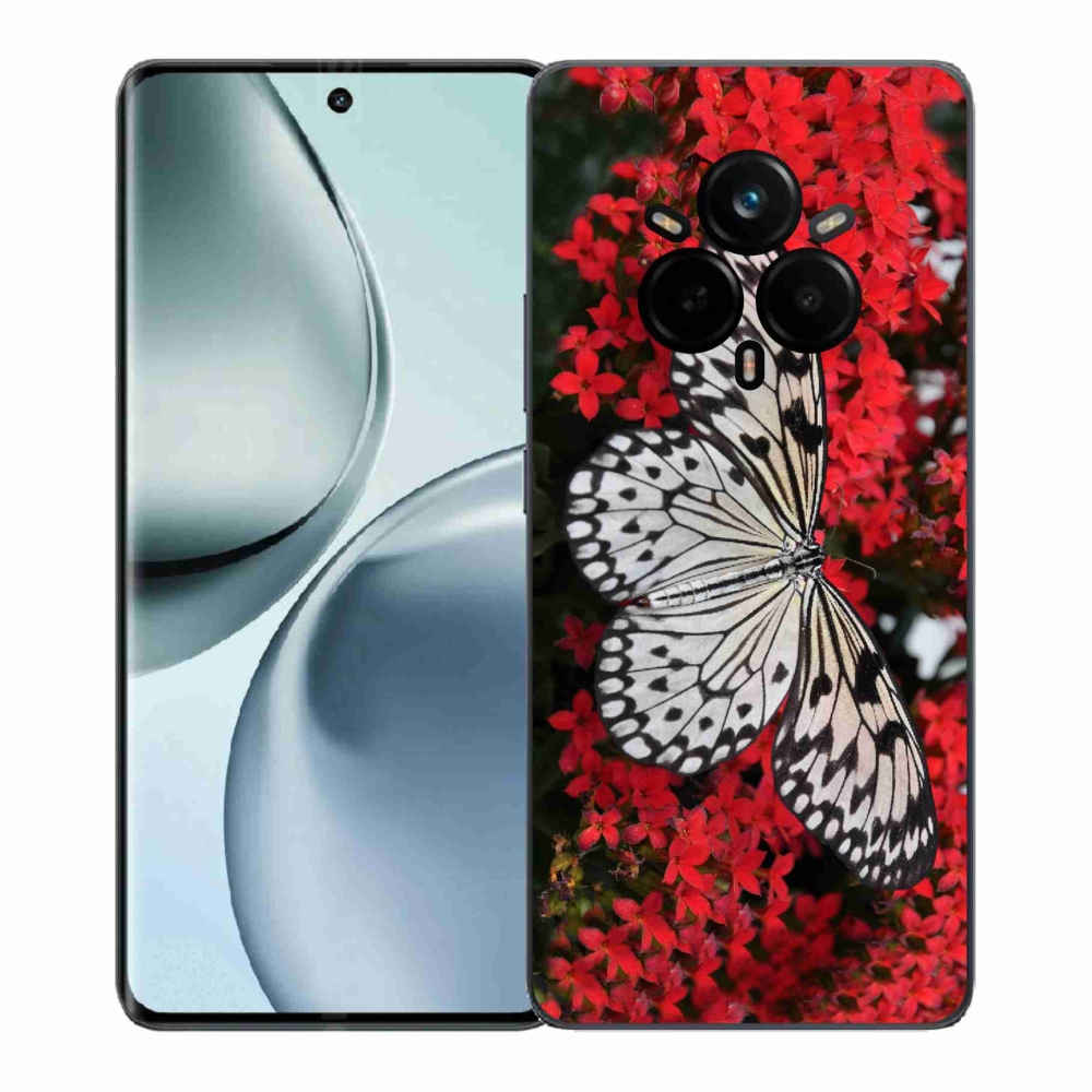 Gélový kryt mmCase na Realme 14 Pro+ 5G - čiernobiely motýľ 1