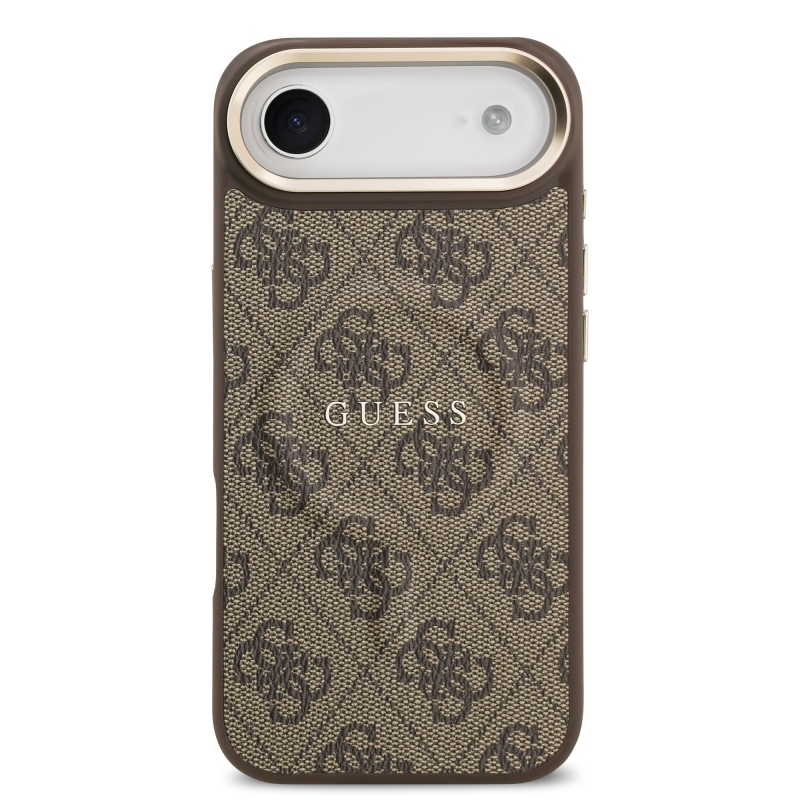 Guess PU kožený zadný kryt 4G Gold Frame MagSafe pre iPhone Air Brown