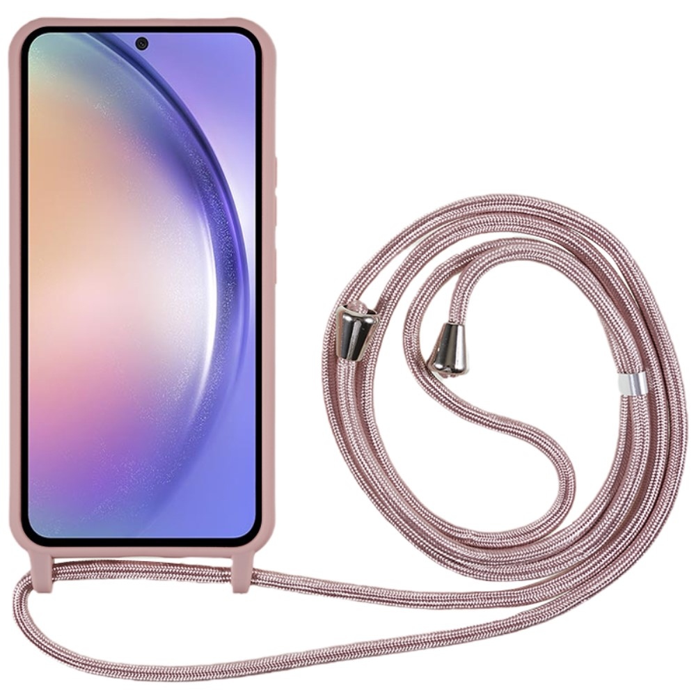 Lany gélový obal so šnúrkou na Samsung Galaxy S25 - tmavoružový