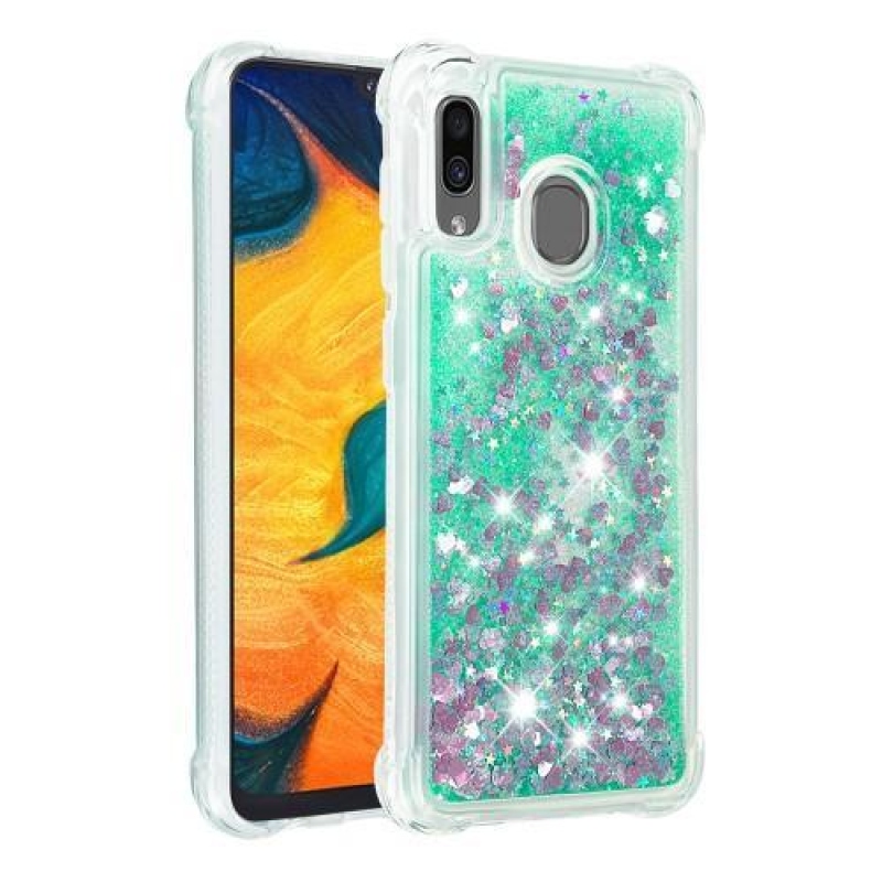 Glitter gélový obal na mobil Samsung Galaxy A30 / A20 - cyan