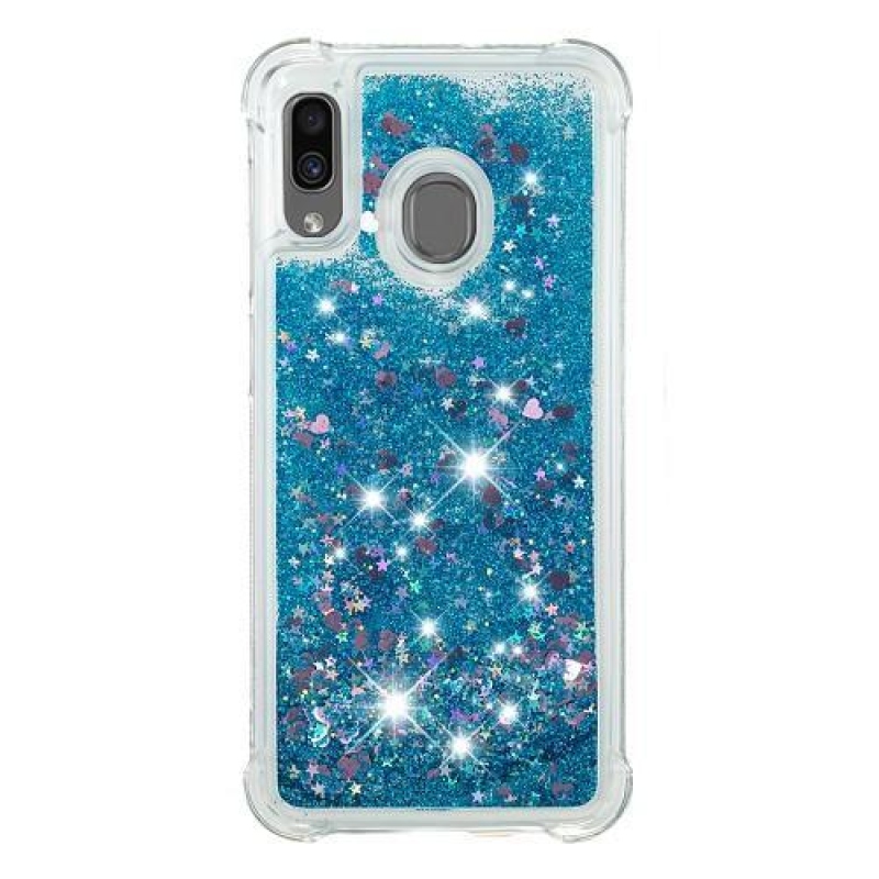 Glitter gélový obal na mobil Samsung Galaxy A30 / A20 - modrý