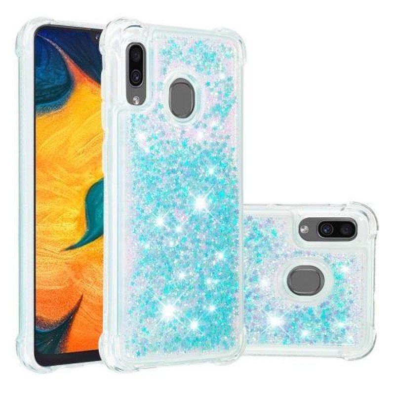 Glitter gélový obal na mobil Samsung Galaxy A30 / A20 - svetlomodrý