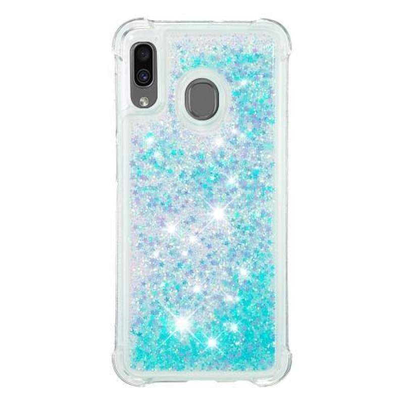 Glitter gélový obal na mobil Samsung Galaxy A30 / A20 - svetlomodrý