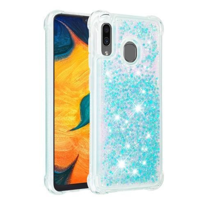 Glitter gélový obal na mobil Samsung Galaxy A30 / A20 - svetlomodrý