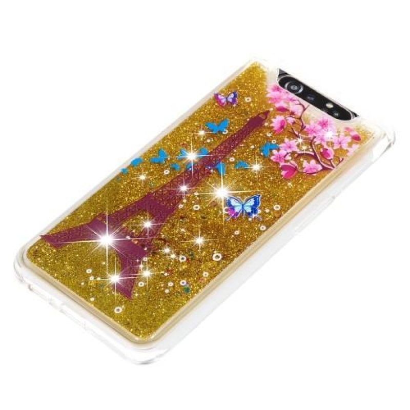 Glitter gélový obal na mobil Samsung Galaxy A90 / A80 - Eiffelova veža