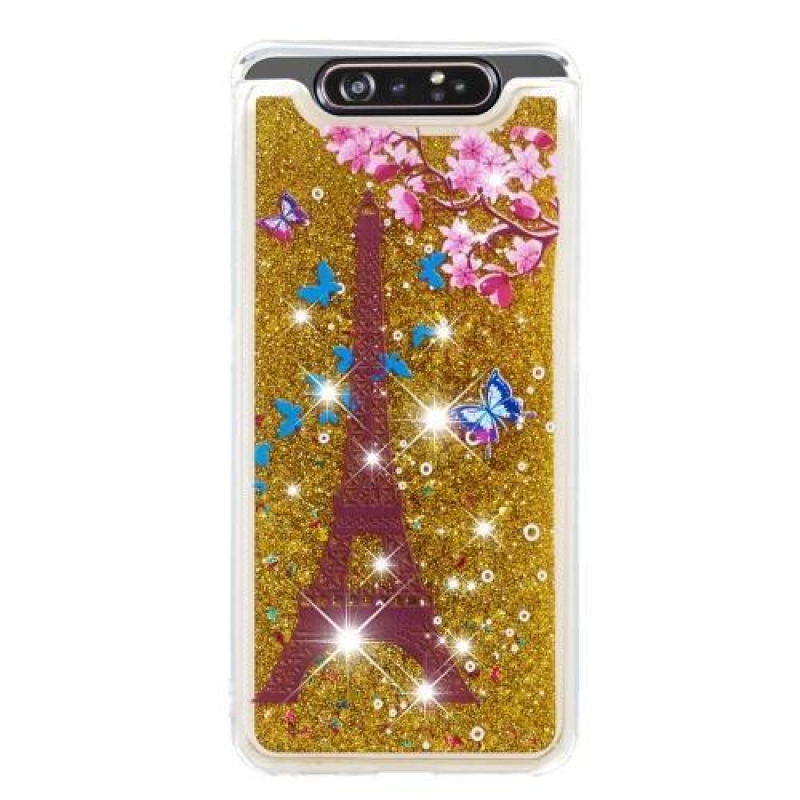 Glitter gélový obal na mobil Samsung Galaxy A90 / A80 - Eiffelova veža