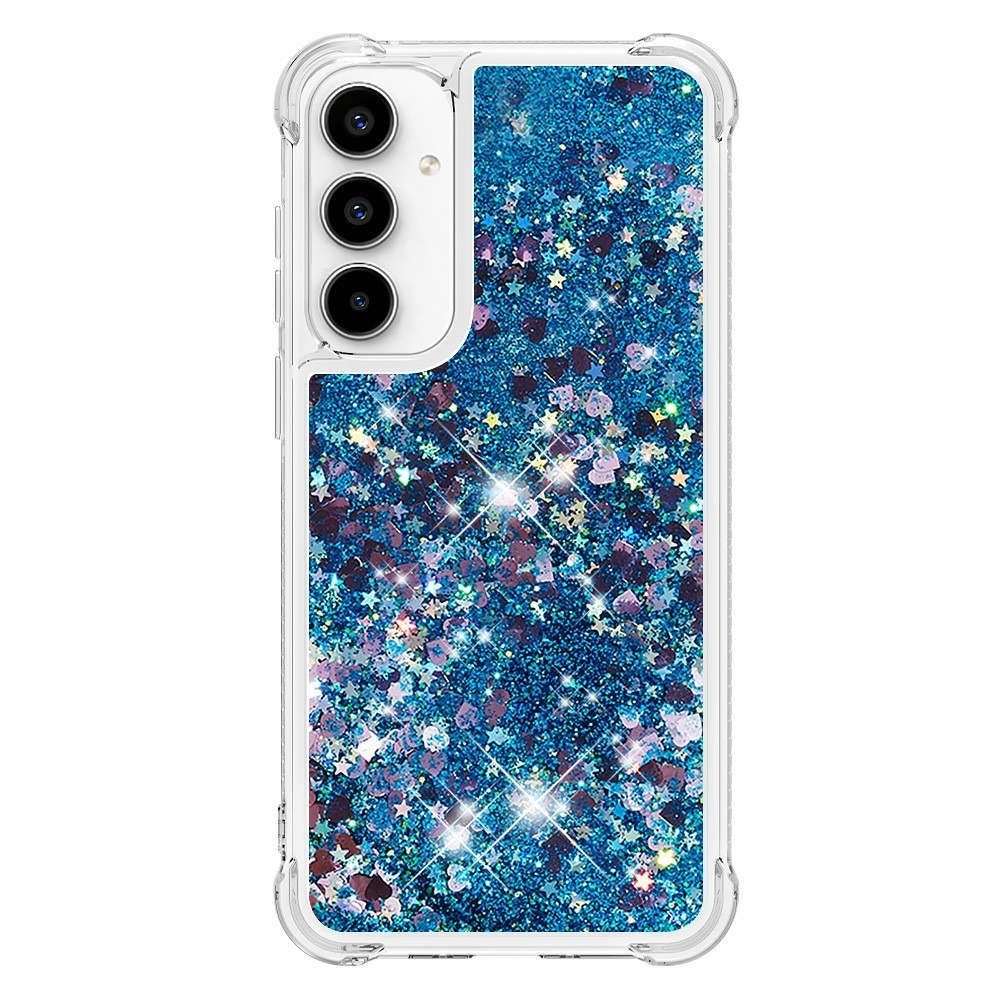 Glitter presýpací gélový obal na Samsung Galaxy A37 5G - modrý/srdiečka