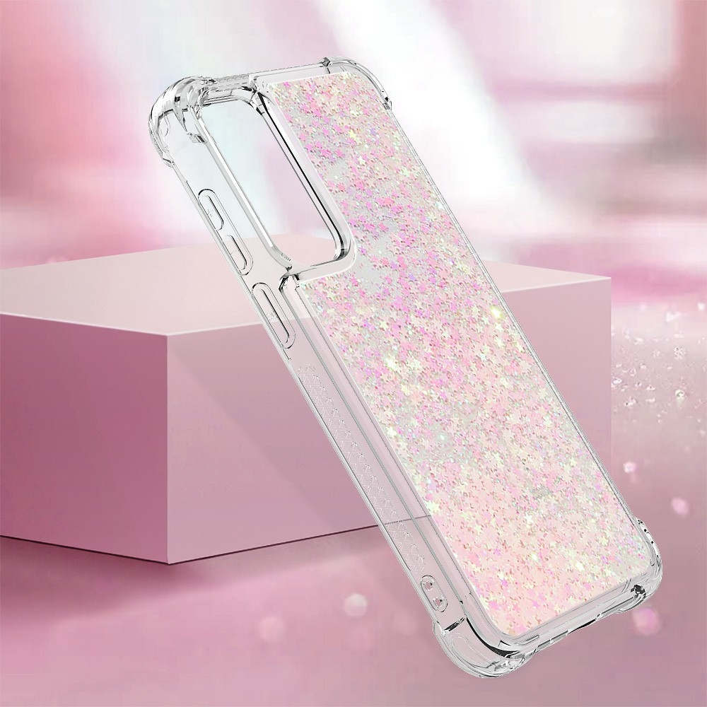 Glitter presýpacie gélový obal na Samsung Galaxy A37 5G - ružový/hviezdičky