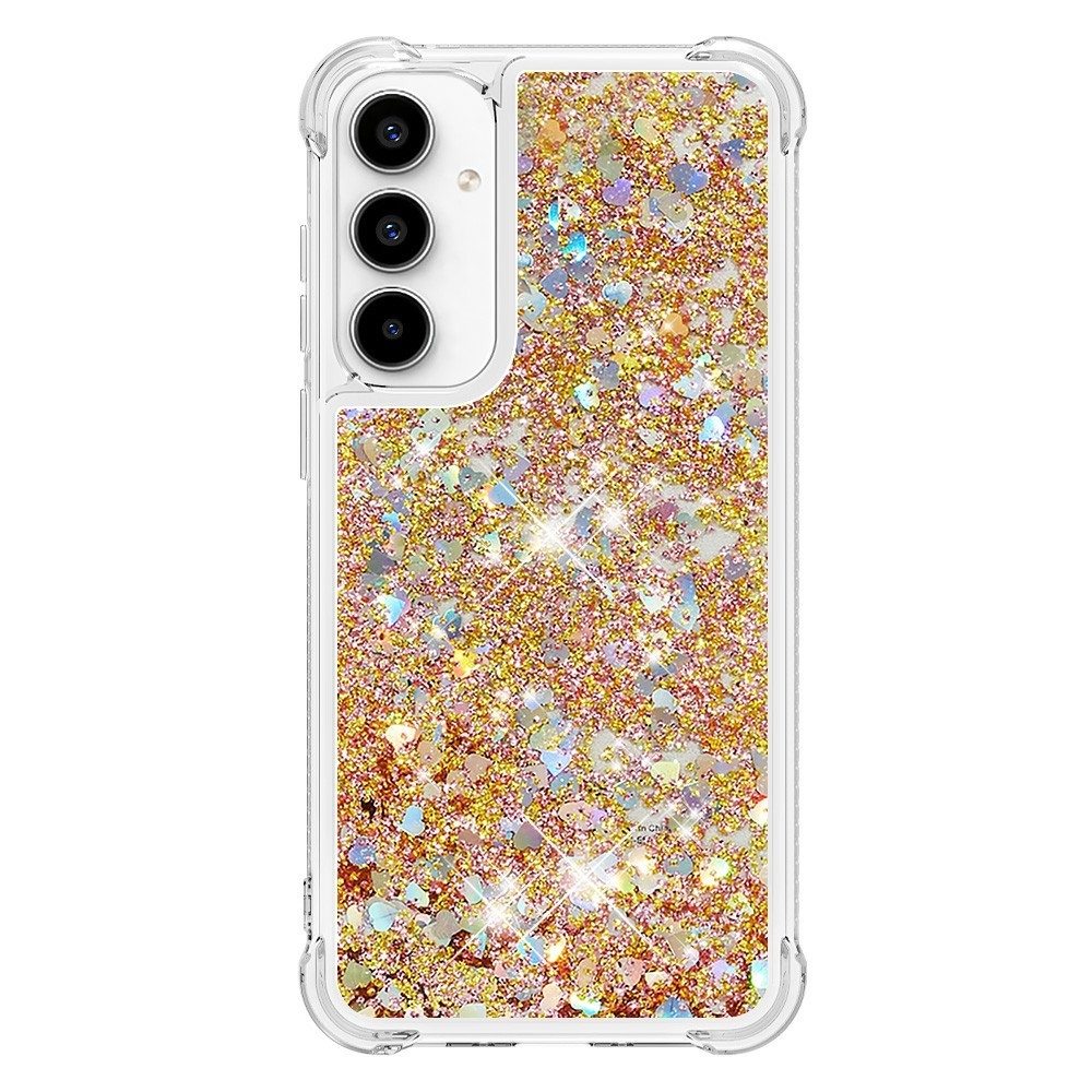Glitter presýpací gélový obal na Samsung Galaxy A37 5G - zlatý/srdiečka