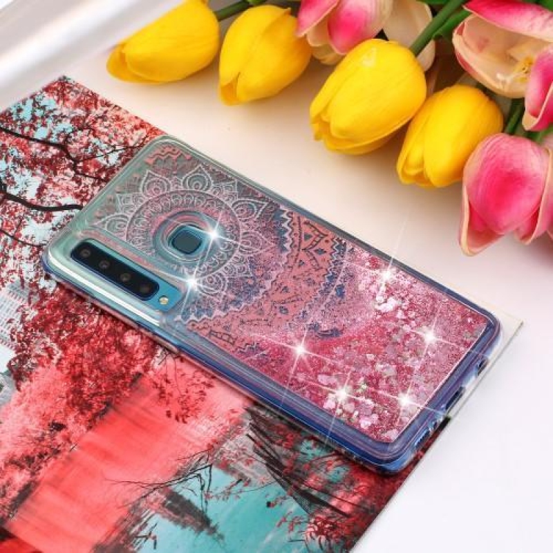 Glitter presýpacie gélový obal na Samsung Galaxy A9 - mandala