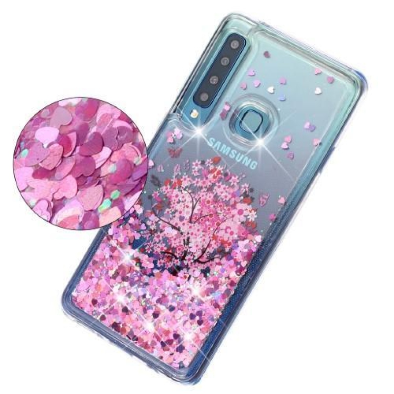 Glitter presýpacie gélový obal na Samsung Galaxy A9 - rozkvitnutý strom