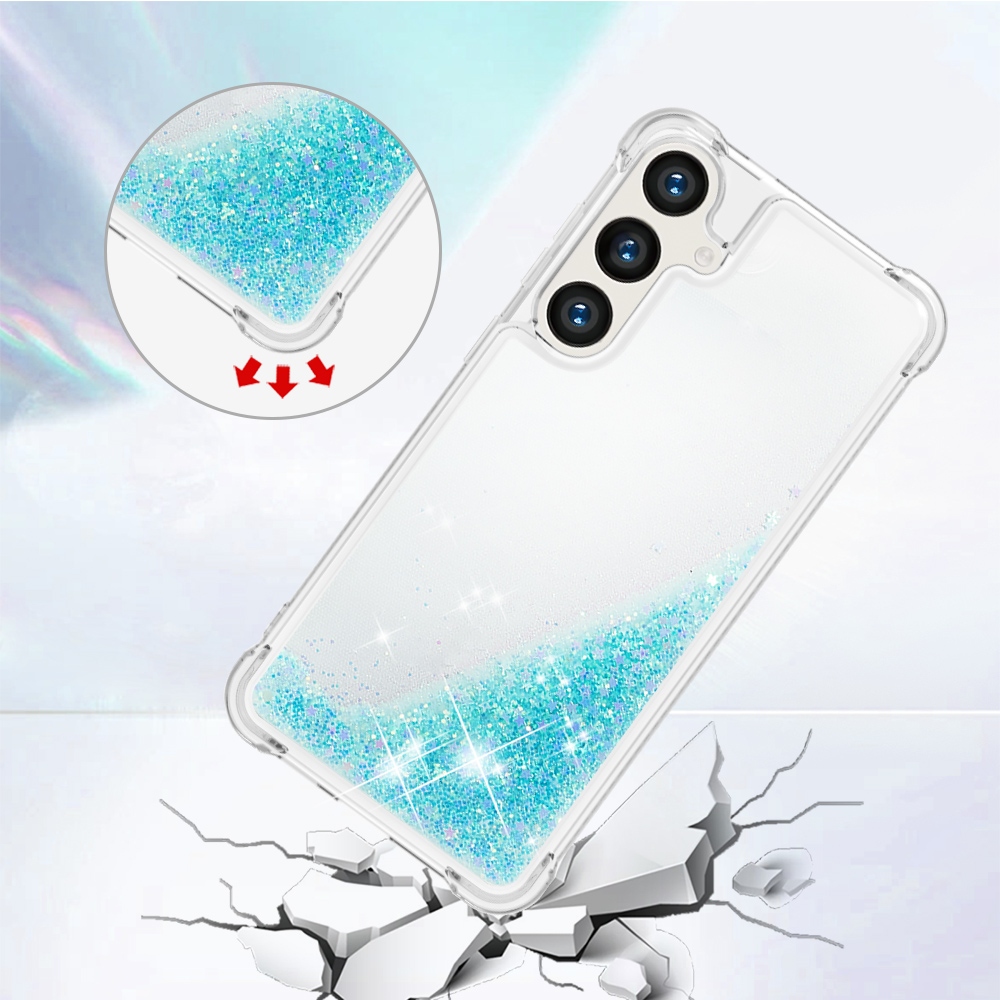 Glitter Prosýpacie gélový obal na Samsung Galaxy S26 FE/S25 FE - modrý/hviezdičky