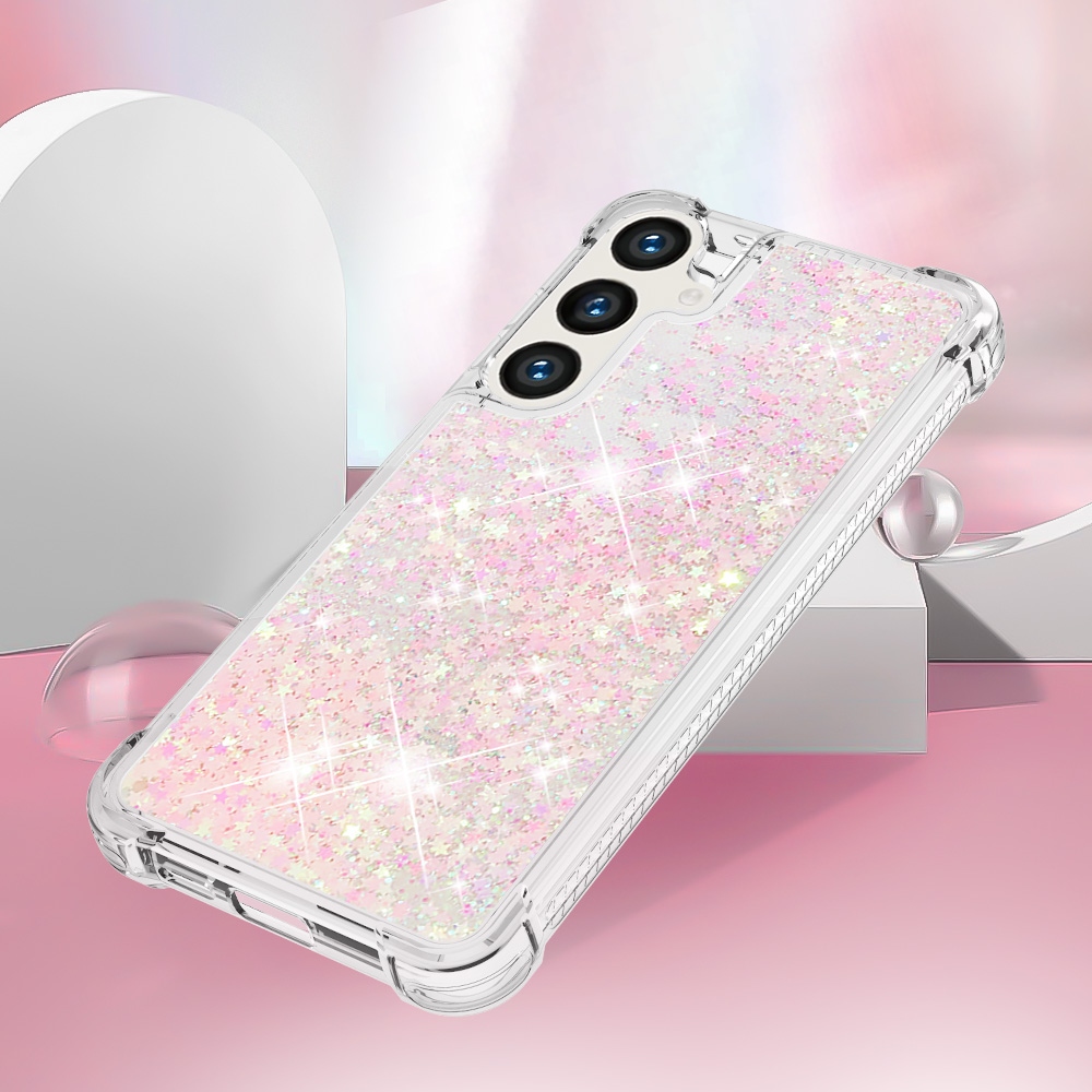 Glitter Prosýpacie gélový obal na Samsung Galaxy S26 FE/S25 FE - ružový/hviezdičky