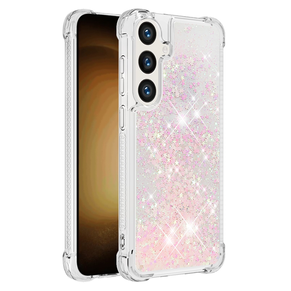 Glitter Prosýpacie gélový obal na Samsung Galaxy S26 FE/S25 FE - ružový/hviezdičky
