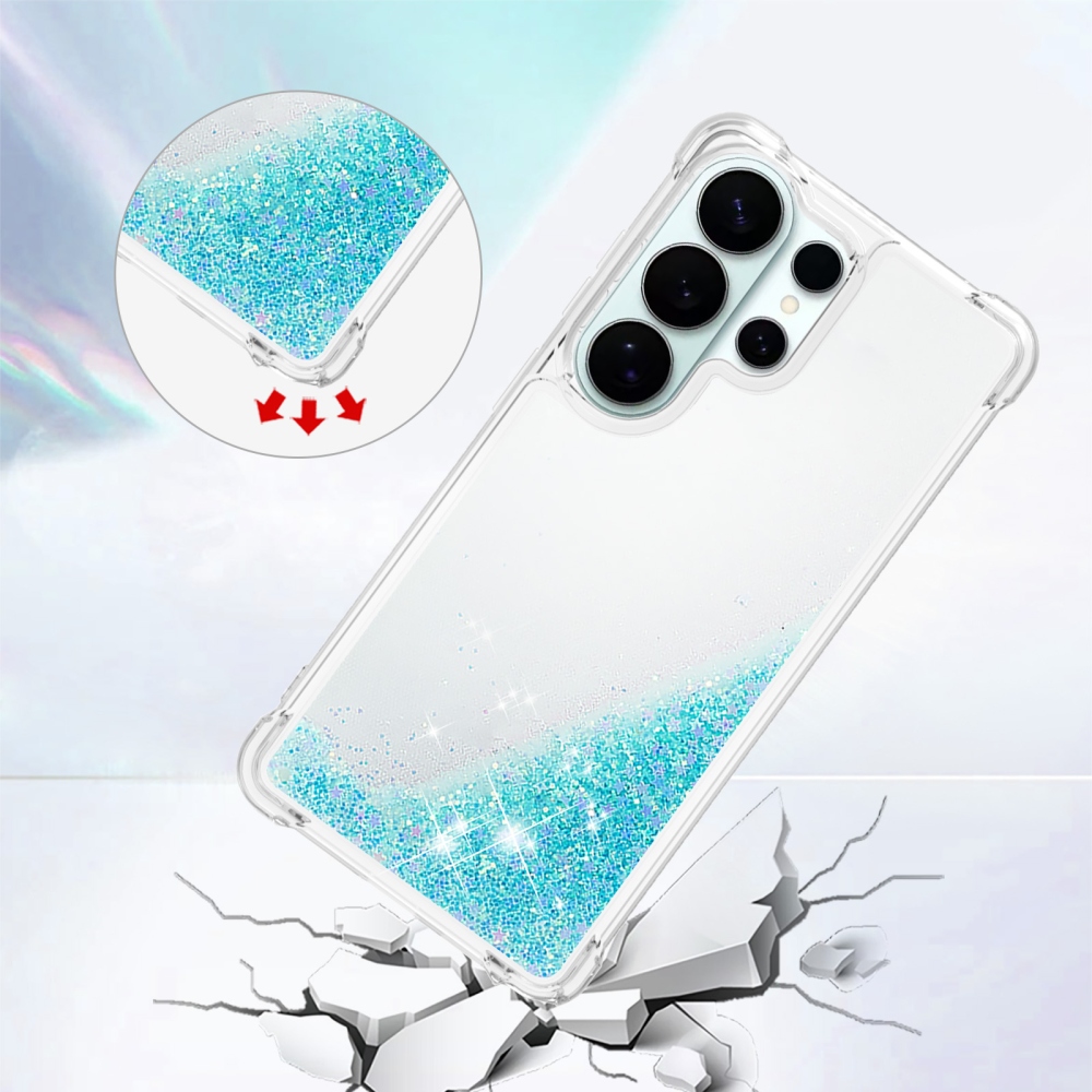 Glitter presýpacie gélový obal na Samsung Galaxy S26 Ultra - modrý/hviezdičky