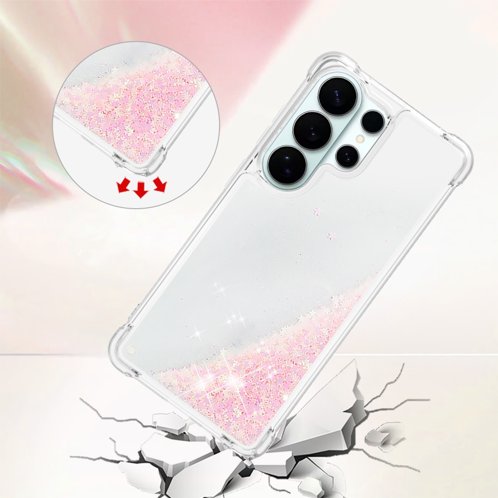 Glitter presýpacie gélový obal na Samsung Galaxy S26 Ultra - ružový/hviezdičky