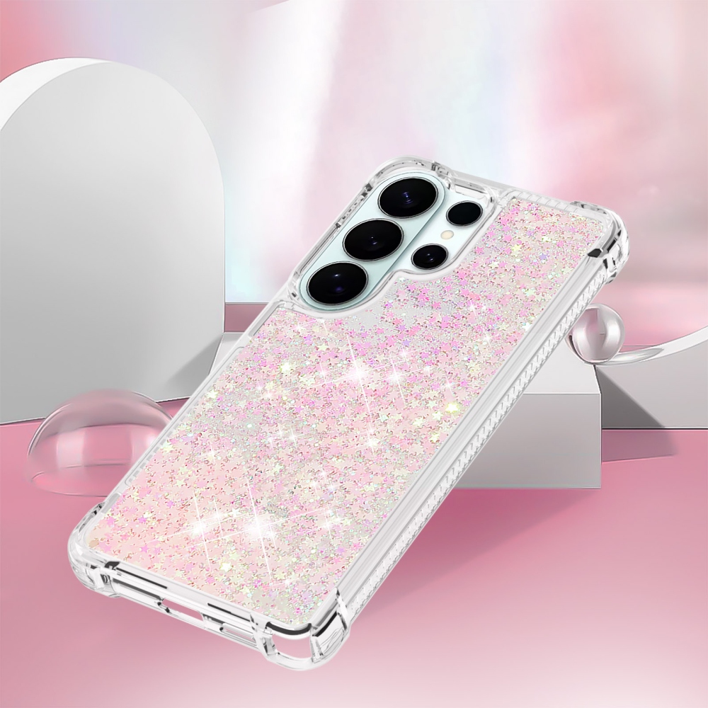 Glitter presýpacie gélový obal na Samsung Galaxy S26 Ultra - ružový/hviezdičky