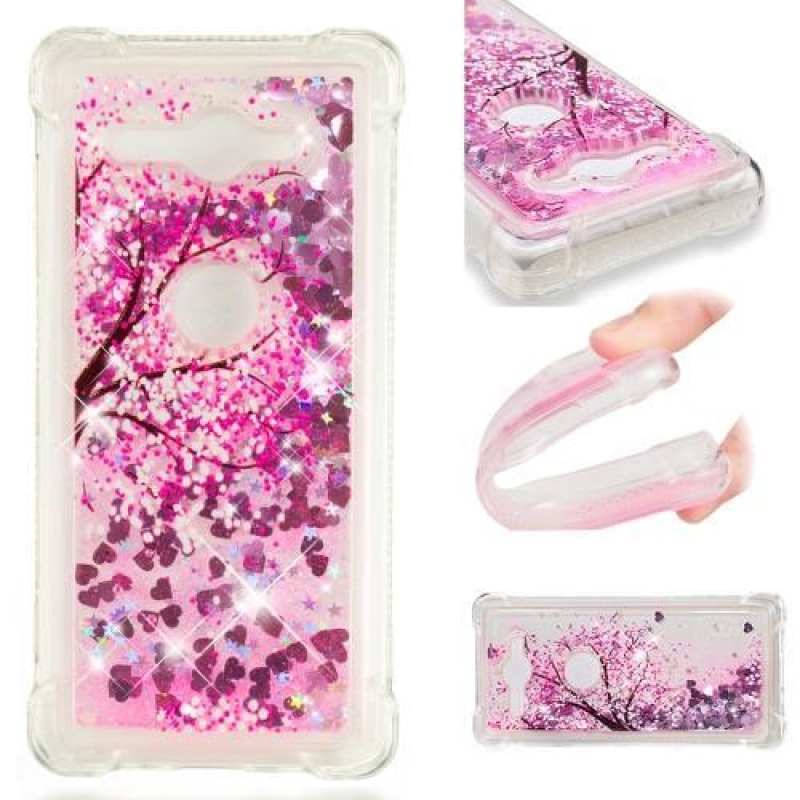 Glitter presýpací gélový obal na Sony Xperia XZ2 Compact - strom