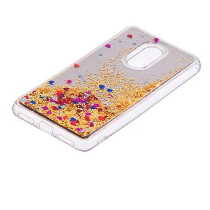 Glitter přesýpací gélový obal na Xiaomi Redmi 5 - zlatý