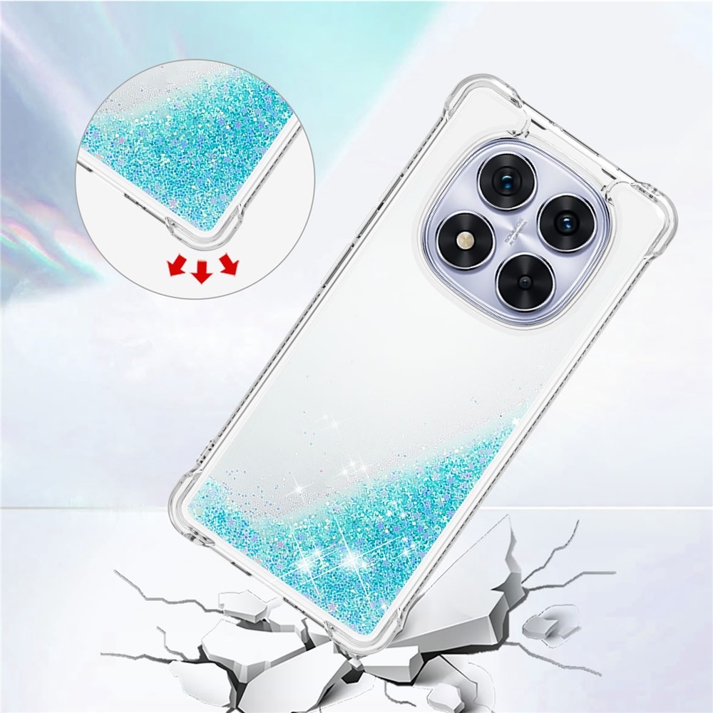 Glitter Prosýpací gélový obal na Xiaomi Redmi Note 14 Pro 5G/Poco X7 5G - modrý/hviezdičky