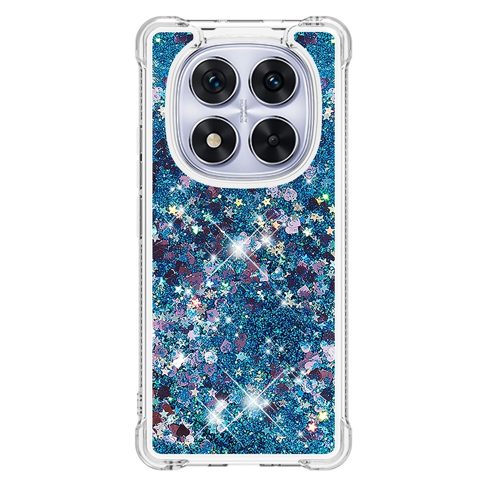 Glitter Prosýpací gélový obal na Xiaomi Redmi Note 14 Pro 5G/Poco X7 5G - modrý/srdiečka
