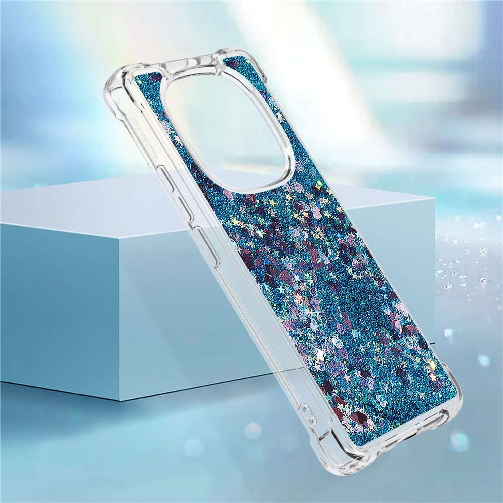 Glitter Prosýpací gélový obal na Xiaomi Redmi Note 14 Pro 5G/Poco X7 5G - modrý/srdiečka