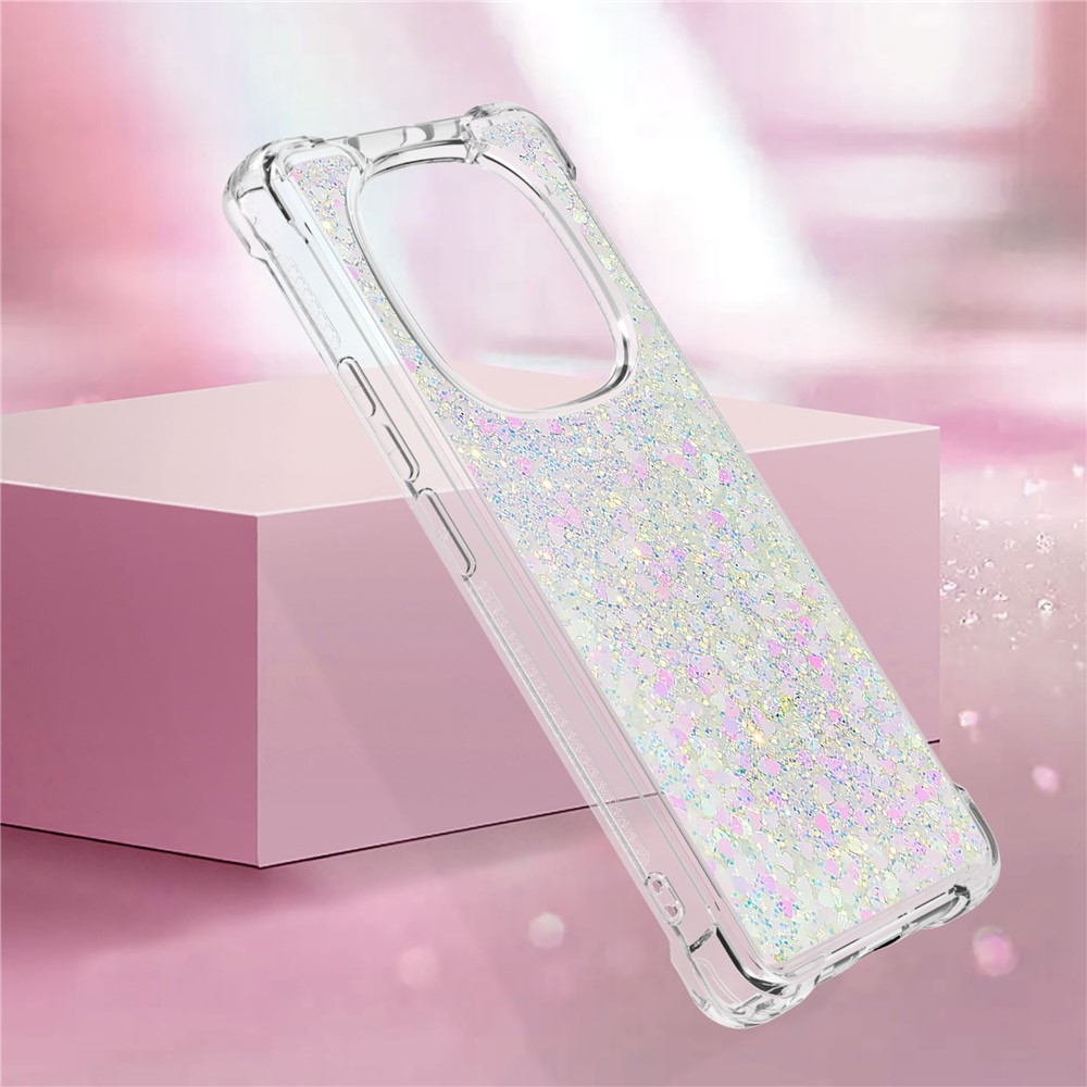 Glitter Prosýpací gélový obal na Xiaomi Redmi Note 14 Pro 5G/Poco X7 5G - ružovostrieborný/srdiečka