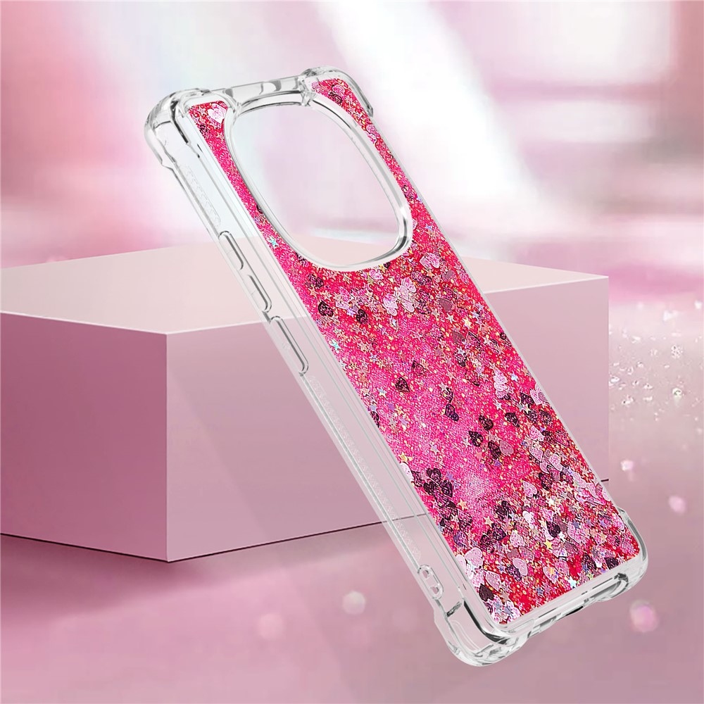 Glitter Prosýpací gélový obal na Xiaomi Redmi Note 14 Pro 5G/Poco X7 5G - ružový/srdiečka