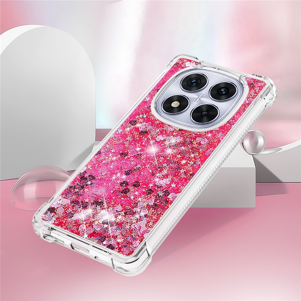 Glitter Prosýpací gélový obal na Xiaomi Redmi Note 14 Pro 5G/Poco X7 5G - ružový/srdiečka