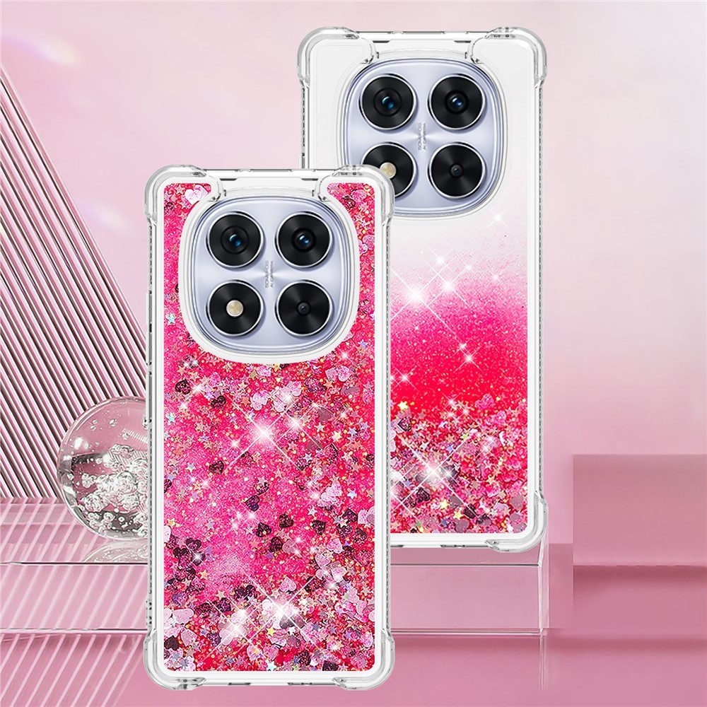 Glitter Prosýpací gélový obal na Xiaomi Redmi Note 14 Pro 5G/Poco X7 5G - ružový/srdiečka