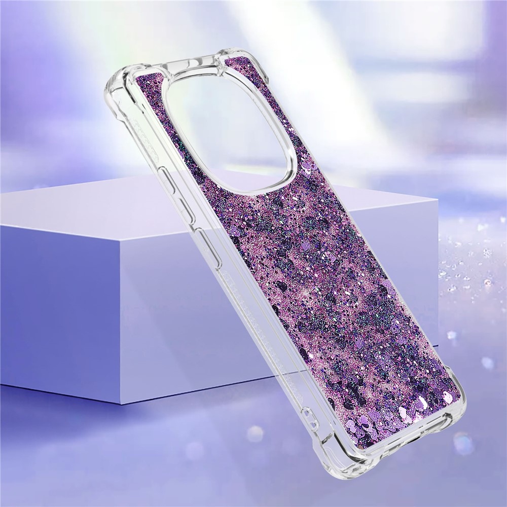 Glitter Prosýpací gélový obal na Xiaomi Redmi Note 14 Pro 5G/Poco X7 5G - tmavofialový/srdiečka