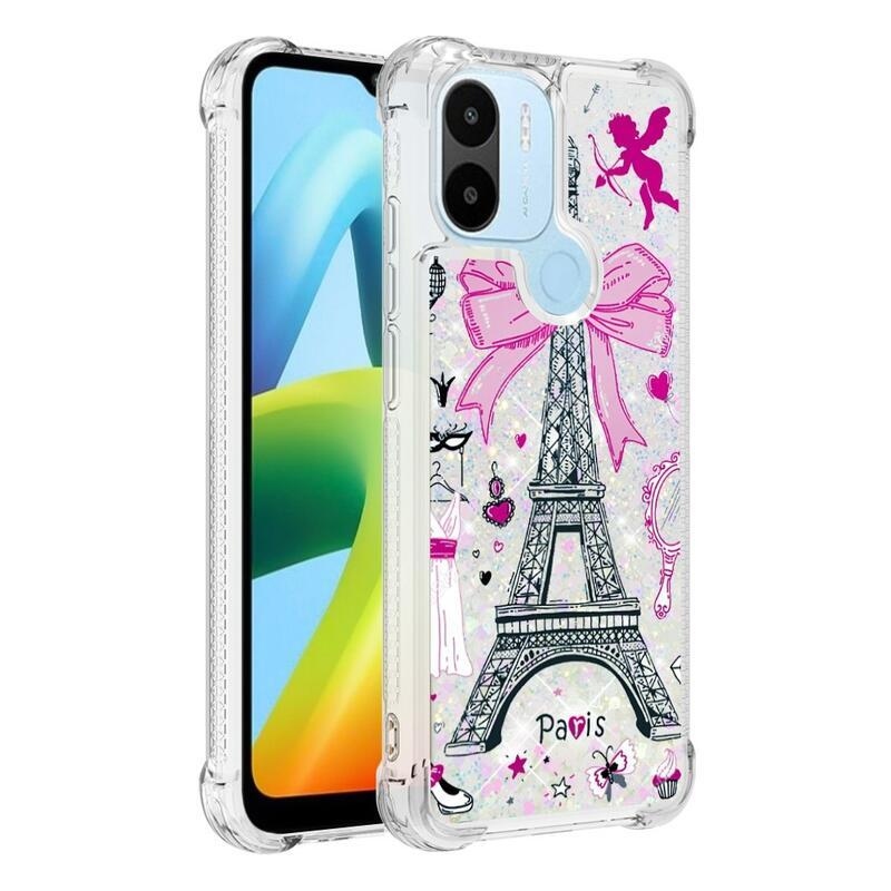 Glitter presýpací obal na Xiaomi Redmi A1+/A2+ - Eiffelova veža