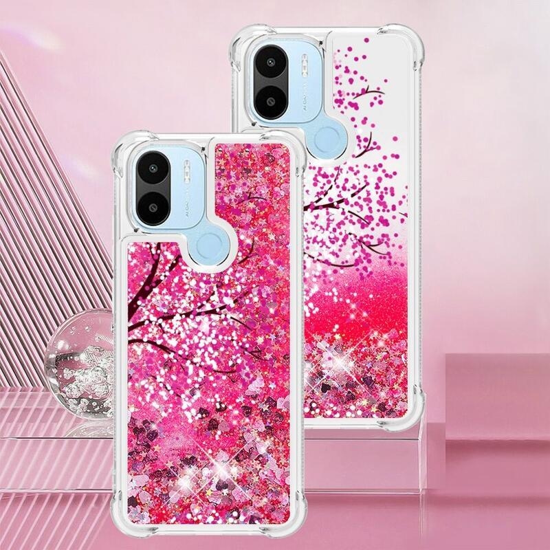 Glitter presýpací obal na Xiaomi Redmi A1+/A2+ - strom s kvetmi