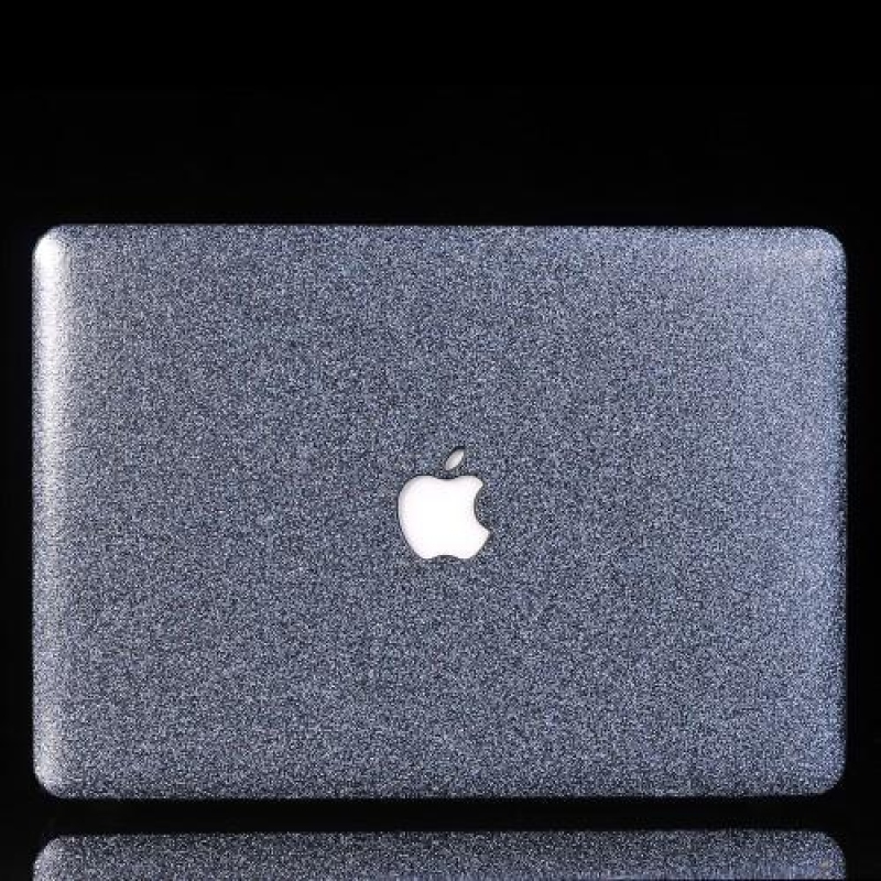 Glitter dvojdielne PU kožené / plastové puzdro na MacBook Air 13.3 - modrý