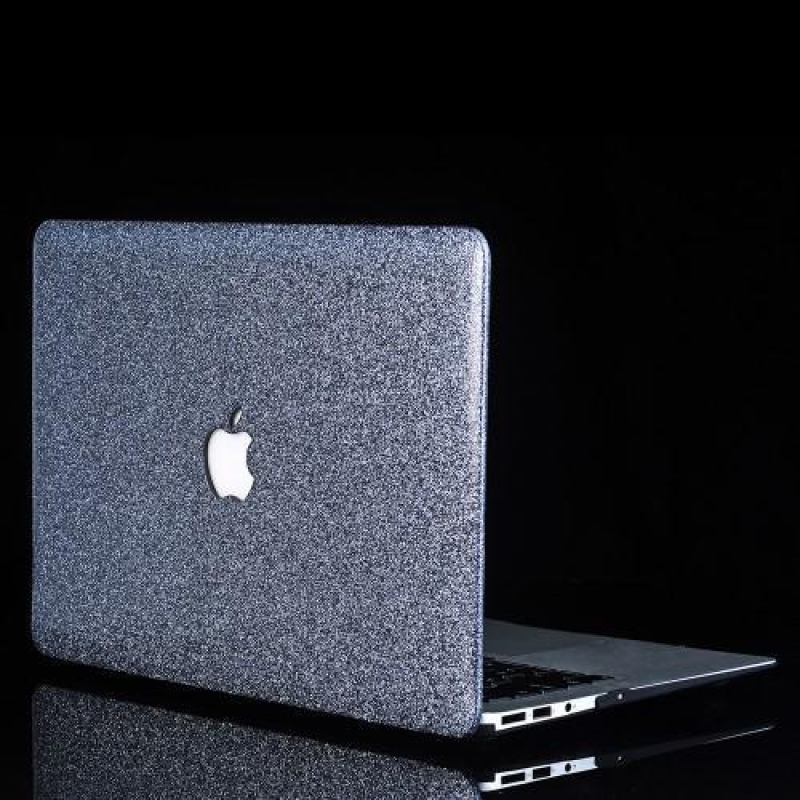 Glitter dvojdielne PU kožené / plastové puzdro na MacBook Air 13.3 - modrý