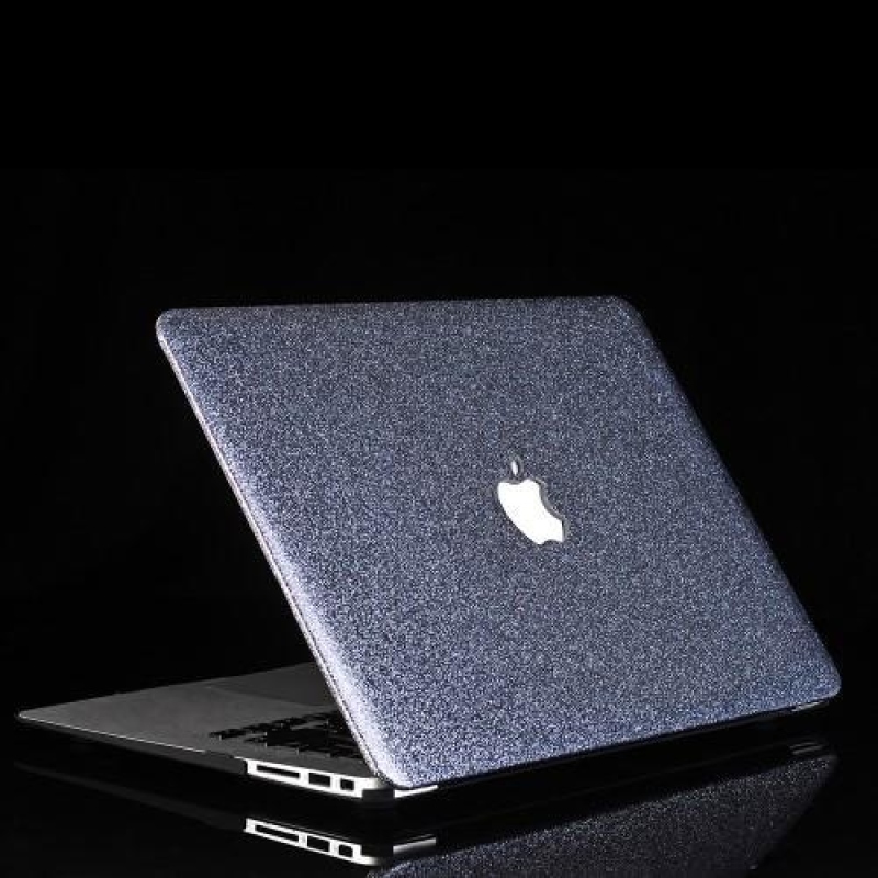 Glitter dvojdielne PU kožené / plastové puzdro na MacBook Air 13.3 - modrý